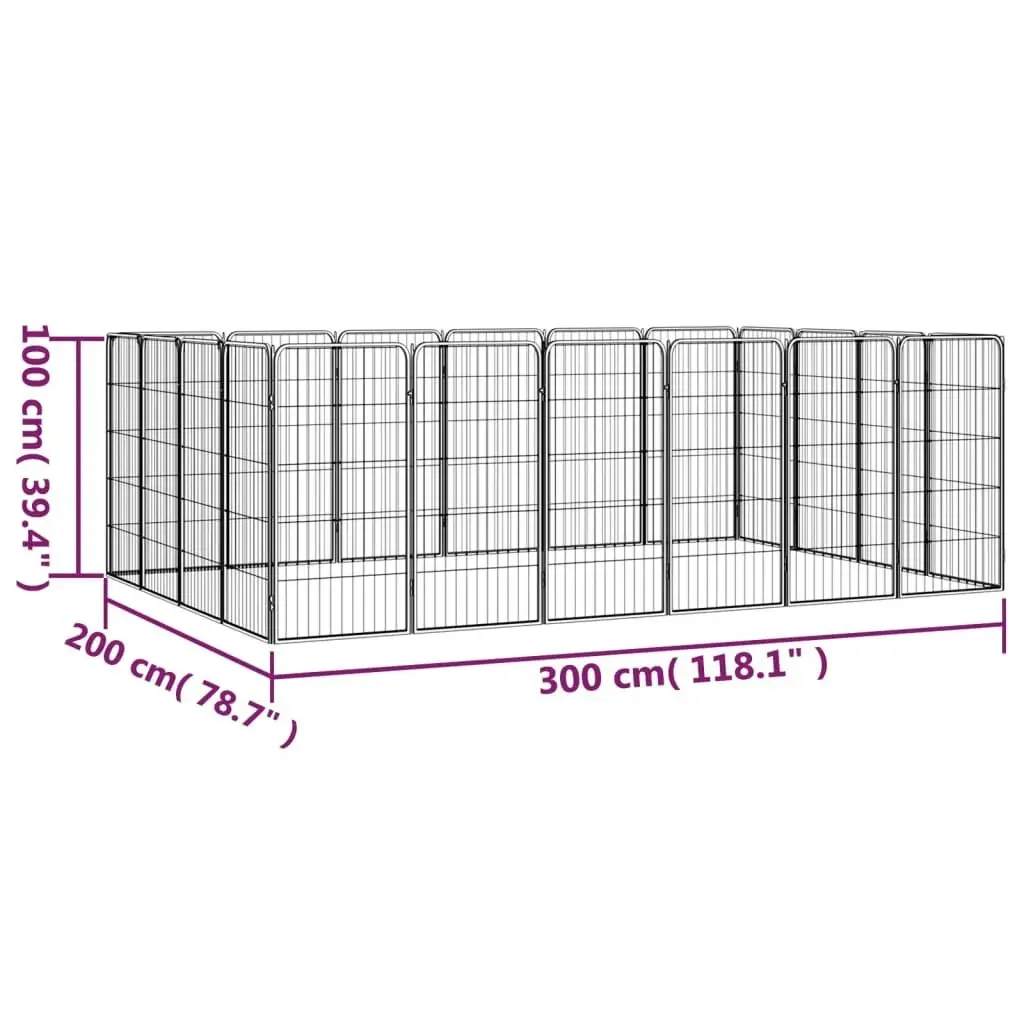 20-Panel Dog Playpen Black 50x100 cm Powder-coated Steel 3115961