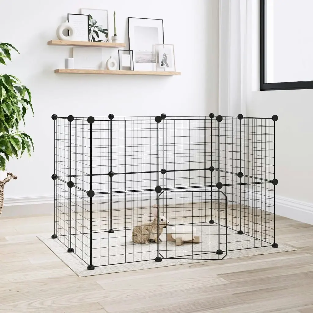 20-Panel Pet Cage with Door Black 35x35 cm Steel 3114037