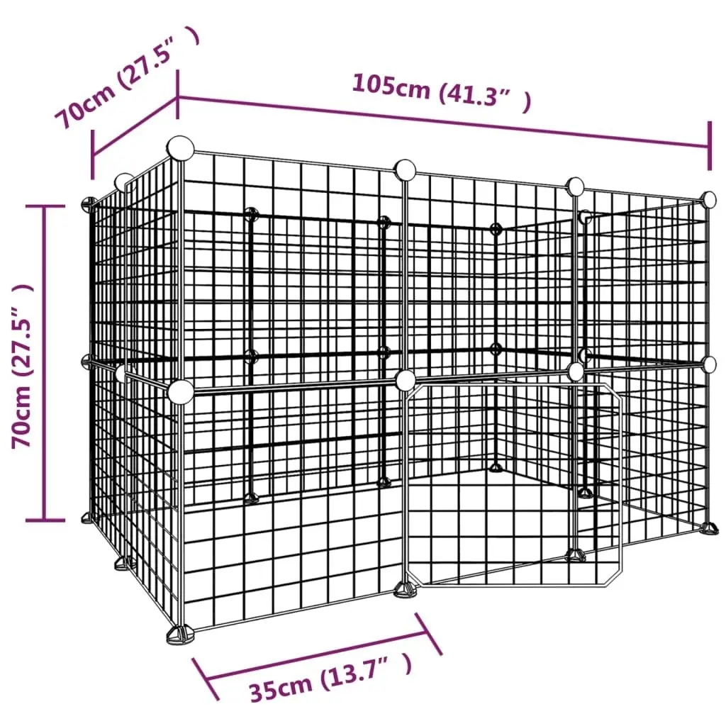 20-Panel Pet Cage with Door Black 35x35 cm Steel 3114037