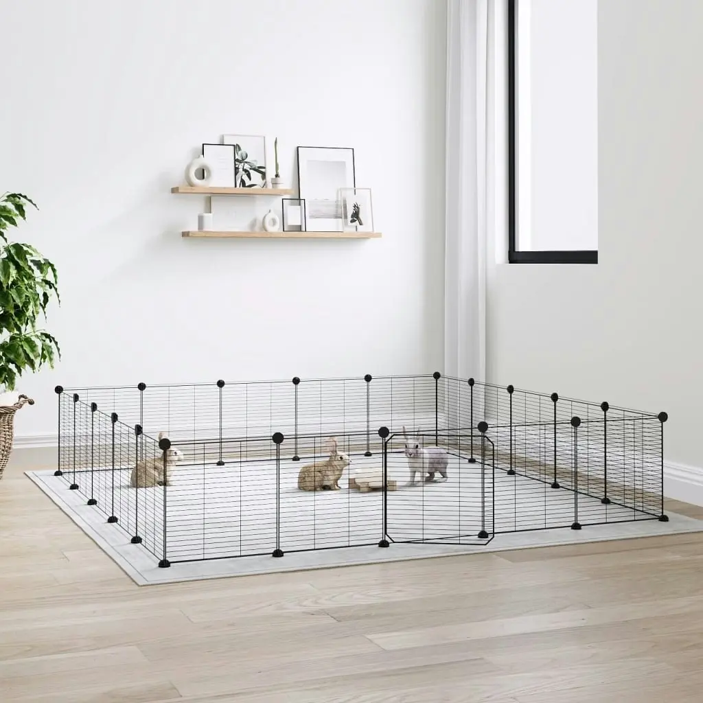 20-Panel Pet Cage with Door Black 35x35 cm Steel 3114025