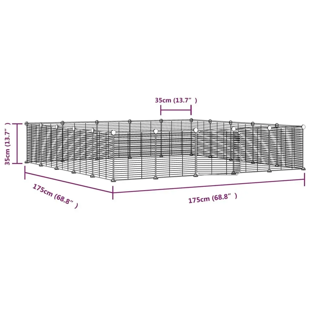 20-Panel Pet Cage with Door Black 35x35 cm Steel 3114025