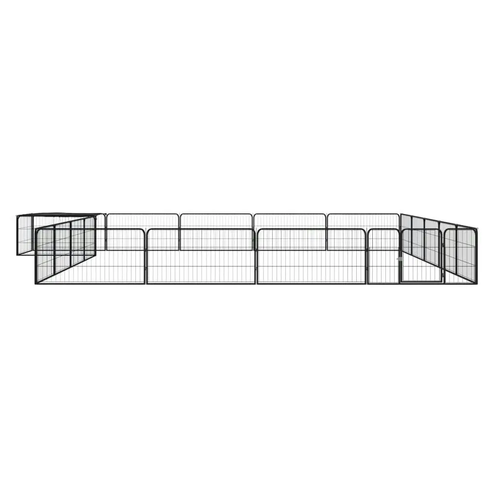 20-Panel Dog Playpen Black 100x50 cm Powder-coated Steel 3115979