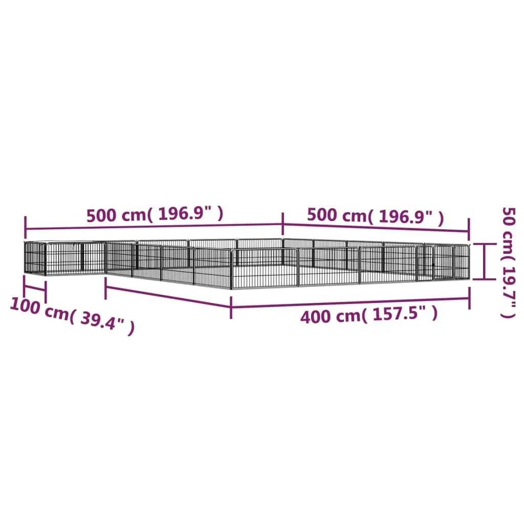 20-Panel Dog Playpen Black 100x50 cm Powder-coated Steel 3115979