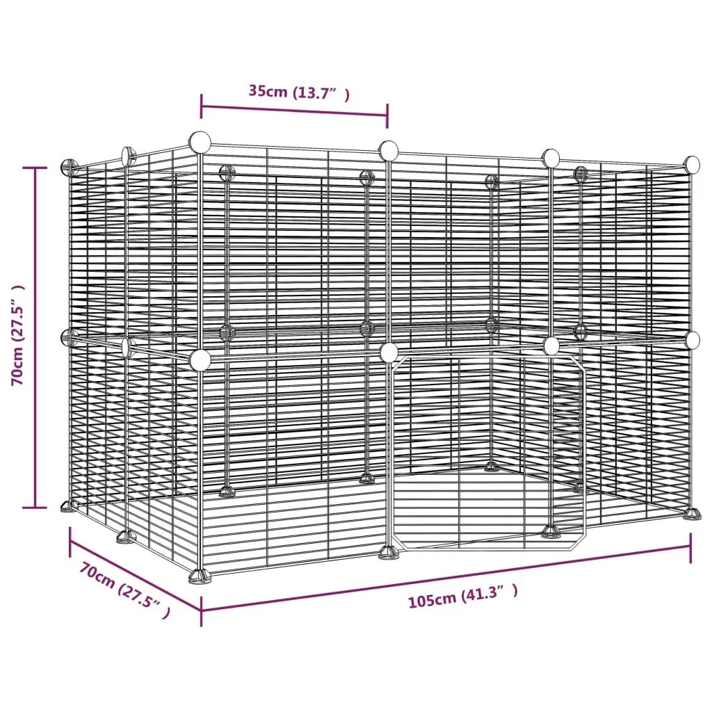 20-Panel Pet Cage with Door Black 35x35 cm Steel 3114043