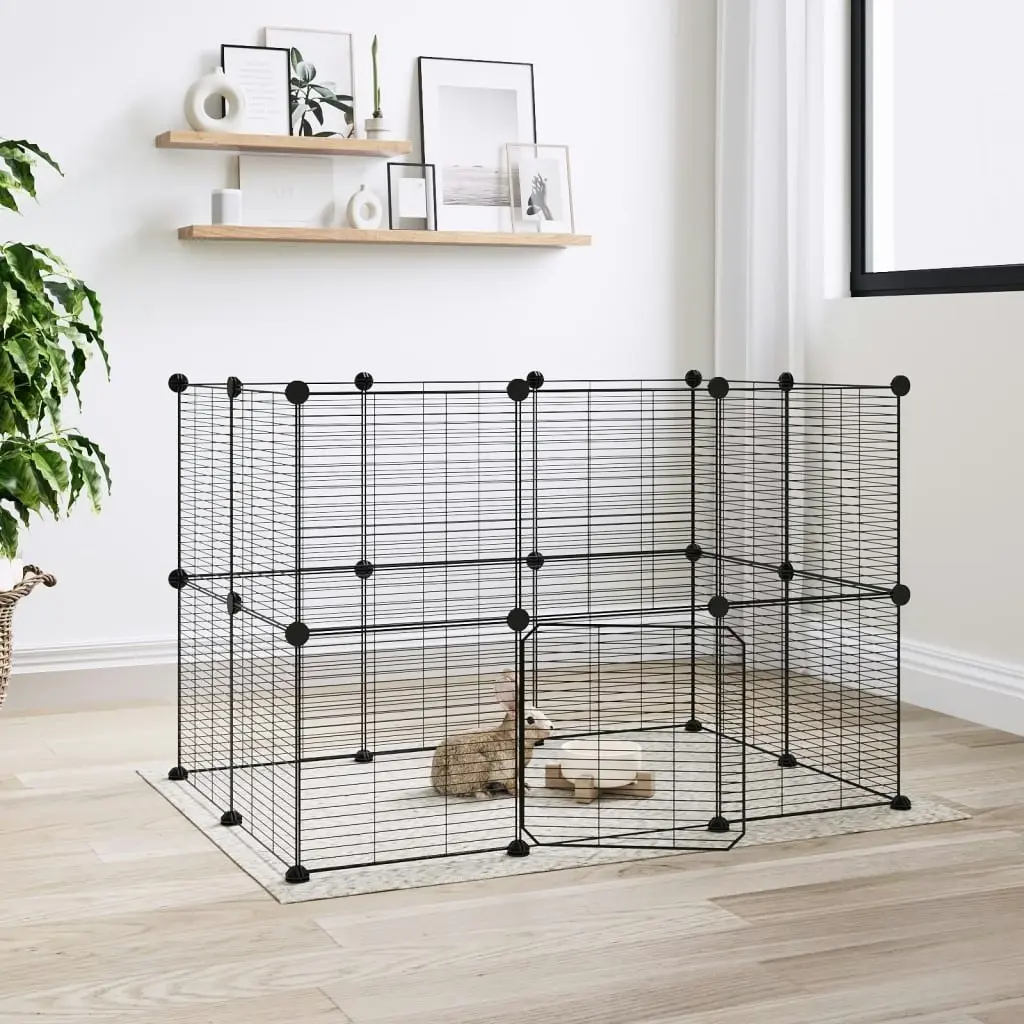 20-Panel Pet Cage with Door Black 35x35 cm Steel 3114043