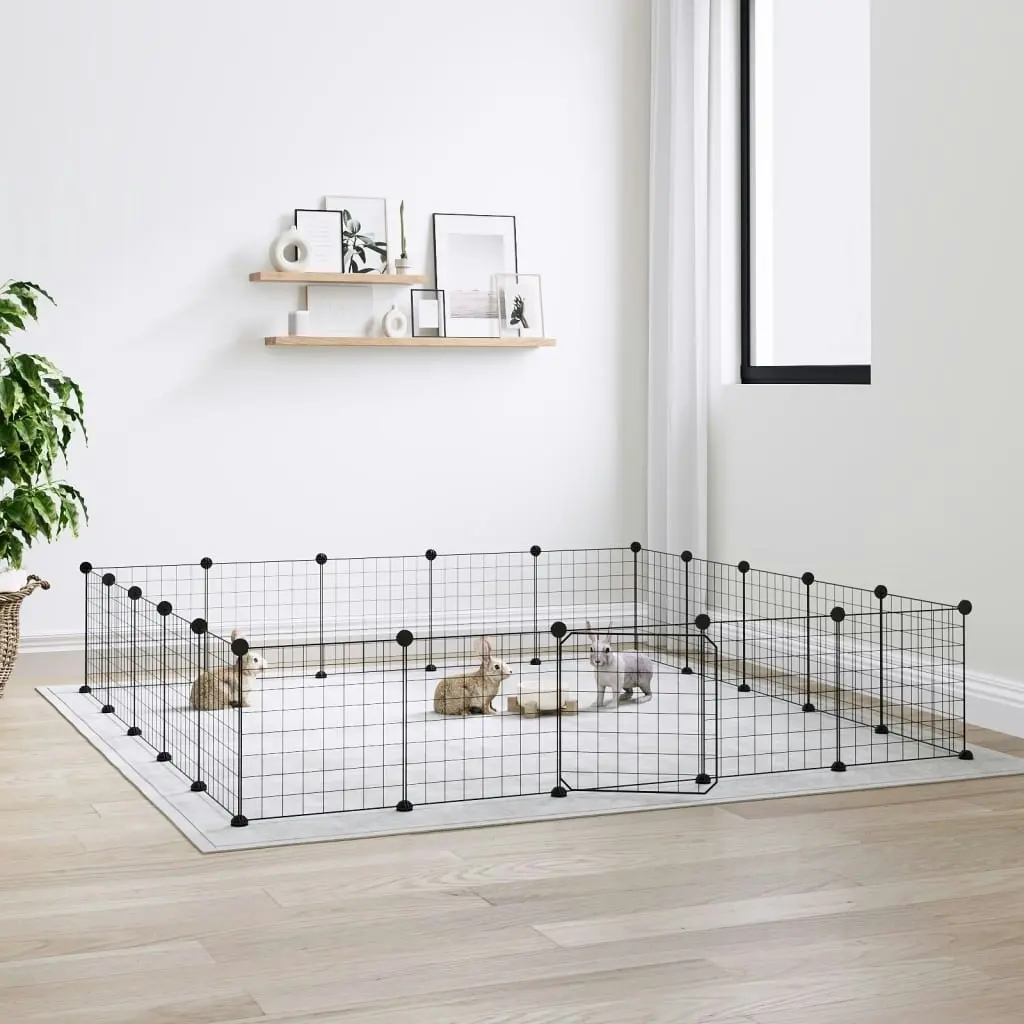 20-Panel Pet Cage with Door Black 35x35 cm Steel 3114019