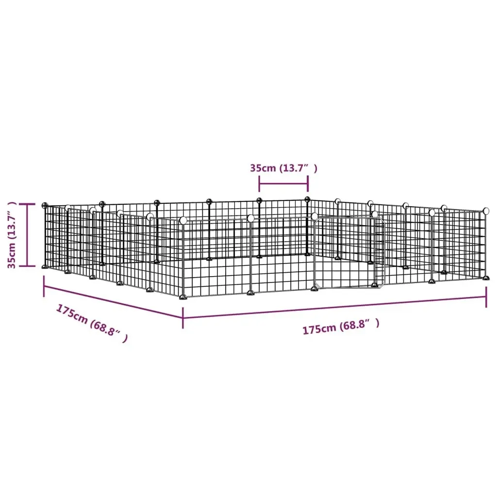 20-Panel Pet Cage with Door Black 35x35 cm Steel 3114019