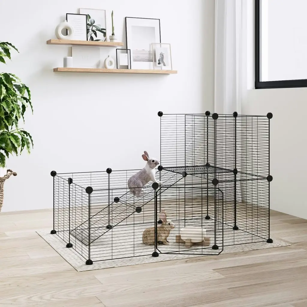 20-Panel Pet Cage with Door Black 35x35 cm Steel 3114061