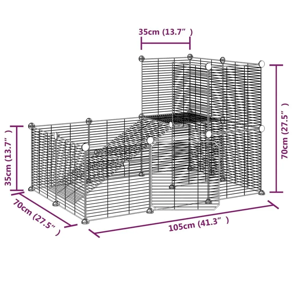 20-Panel Pet Cage with Door Black 35x35 cm Steel 3114061