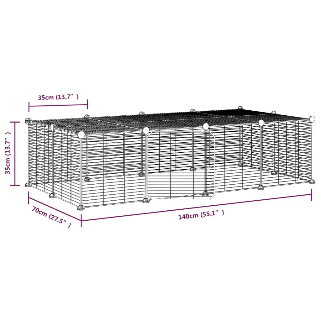 20-Panel Pet Cage with Door Black 35x35 cm Steel 3114058