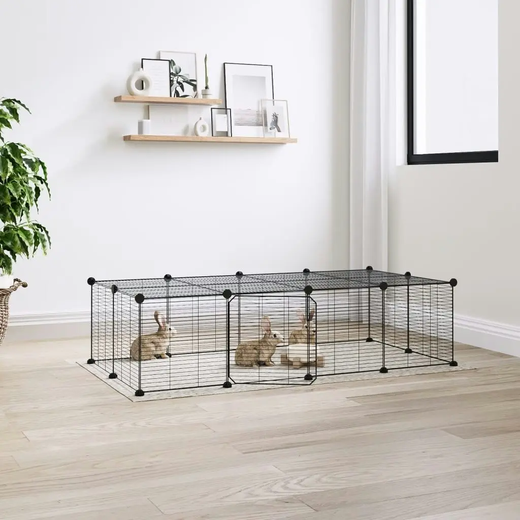 20-Panel Pet Cage with Door Black 35x35 cm Steel 3114058