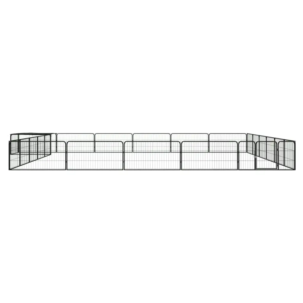 24-Panel Dog Playpen Black 100x50 cm Powder-coated Steel 3115980