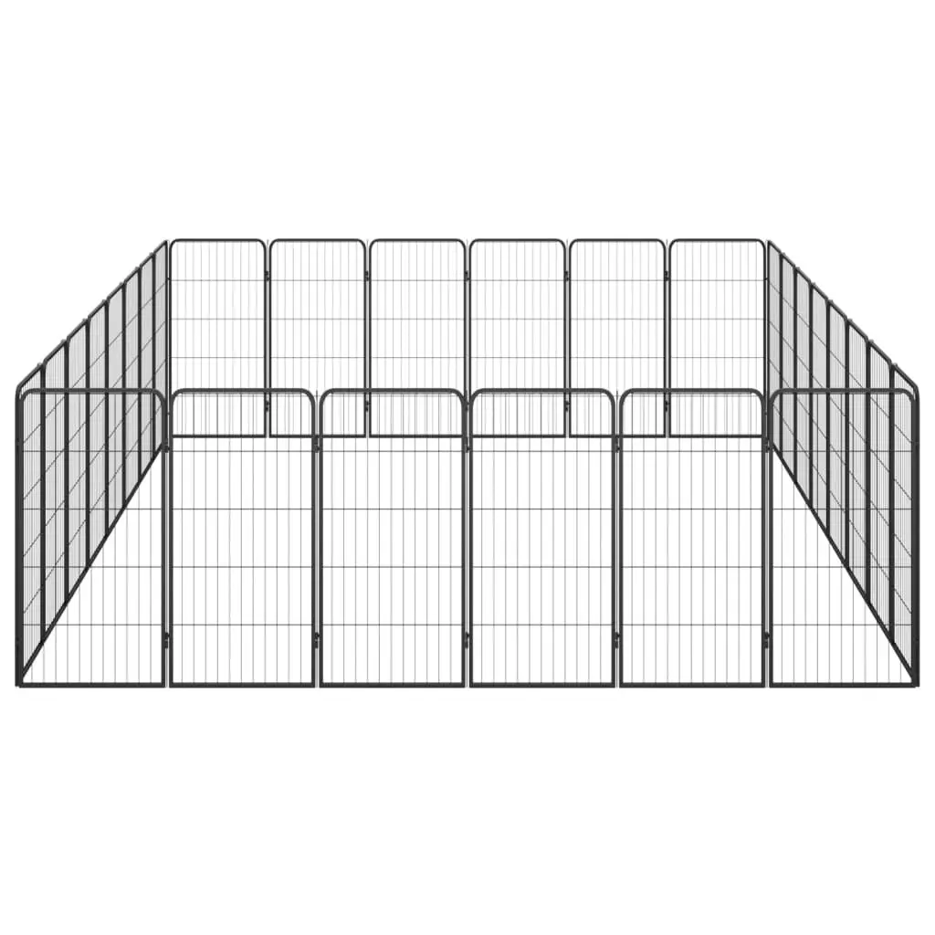 28-Panel Dog Playpen Black 50x100 cm Powder-coated Steel 3115963