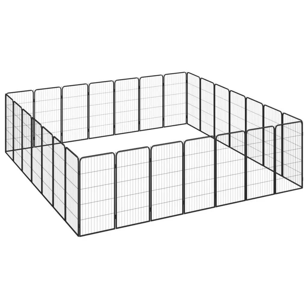 28-Panel Dog Playpen Black 50x100 cm Powder-coated Steel 3115963