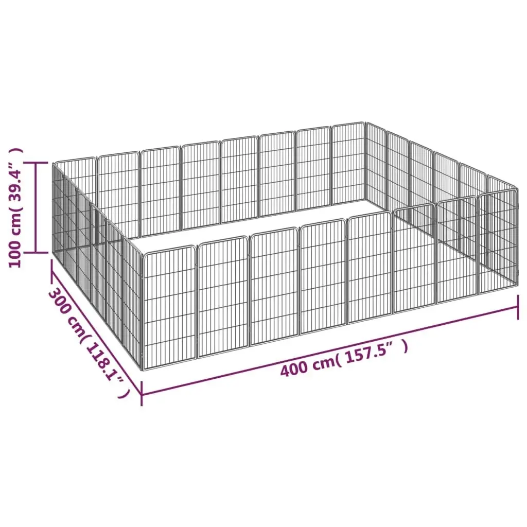 28-Panel Dog Playpen Black 50x100 cm Powder-coated Steel 3115963