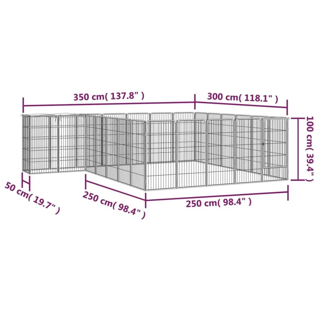 26-Panel Dog Playpen Black 50x100 cm Powder-coated Steel 3115952