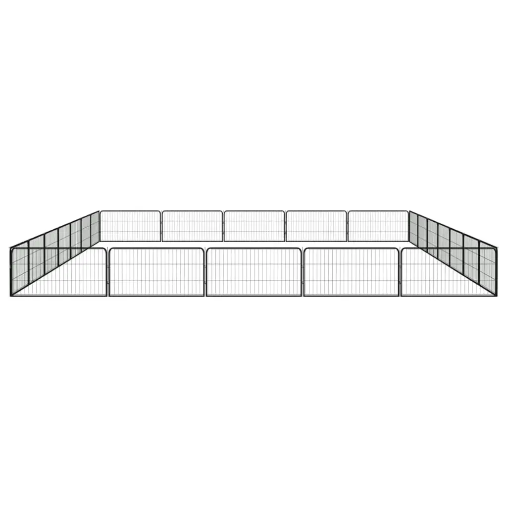 24-Panel Dog Playpen Black 100x50 cm Powder-coated Steel 3115971