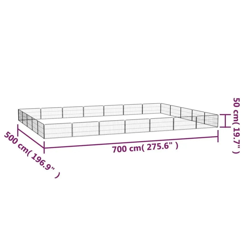 24-Panel Dog Playpen Black 100x50 cm Powder-coated Steel 3115971