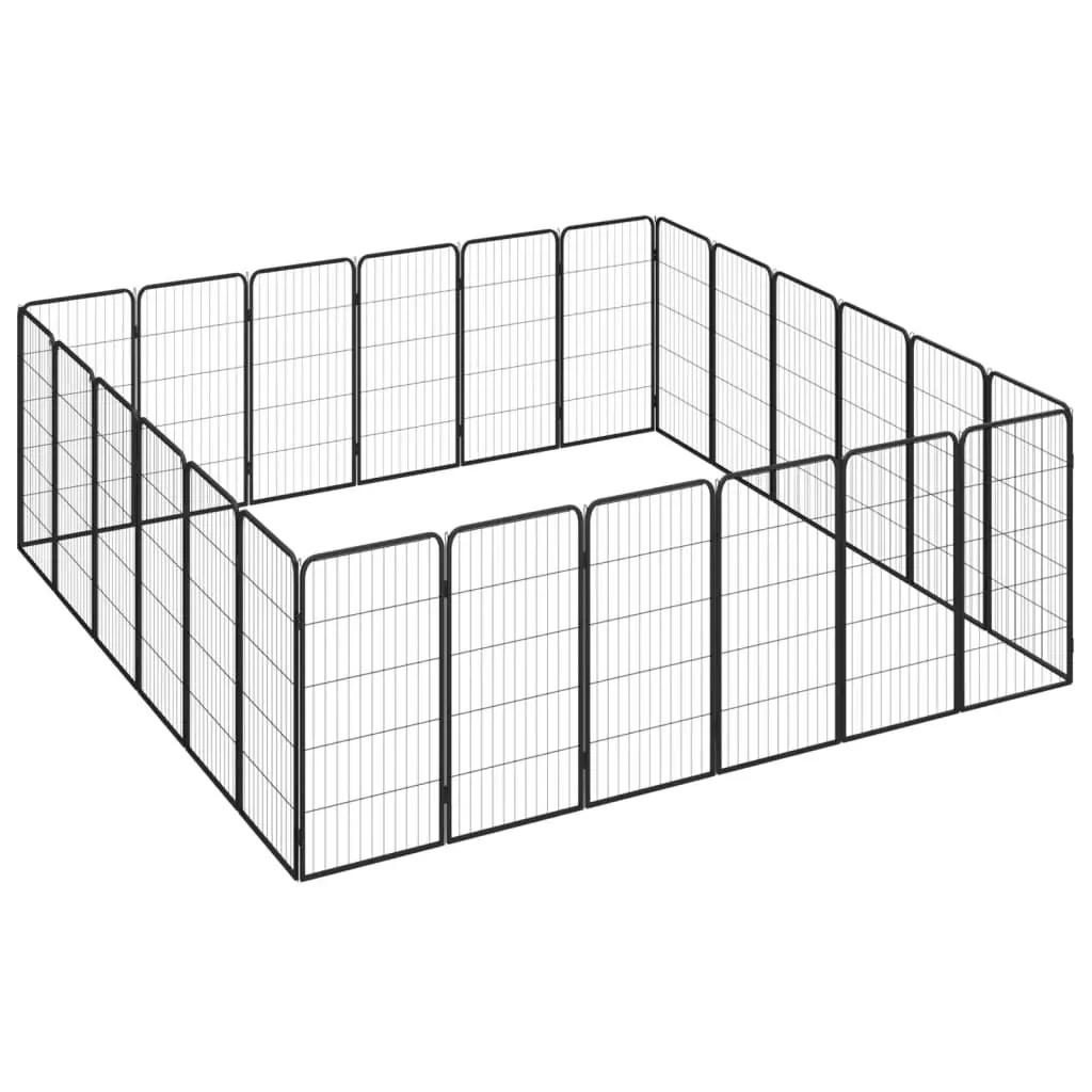 24-Panel Dog Playpen Black 50x100 cm Powder-coated Steel 3115962