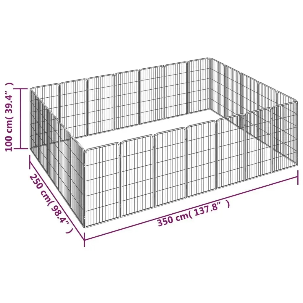 24-Panel Dog Playpen Black 50x100 cm Powder-coated Steel 3115962