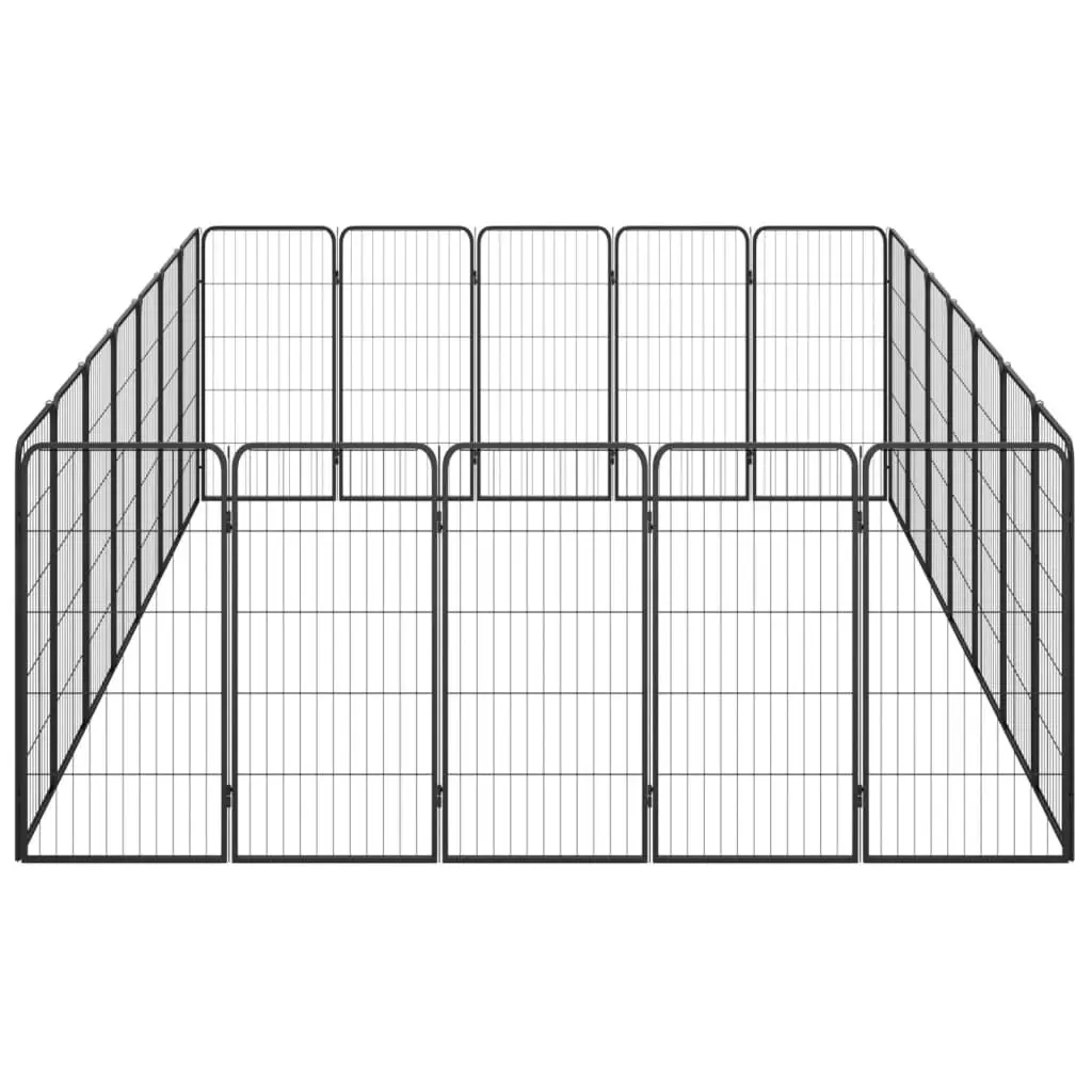 24-Panel Dog Playpen Black 50x100 cm Powder-coated Steel 3115962