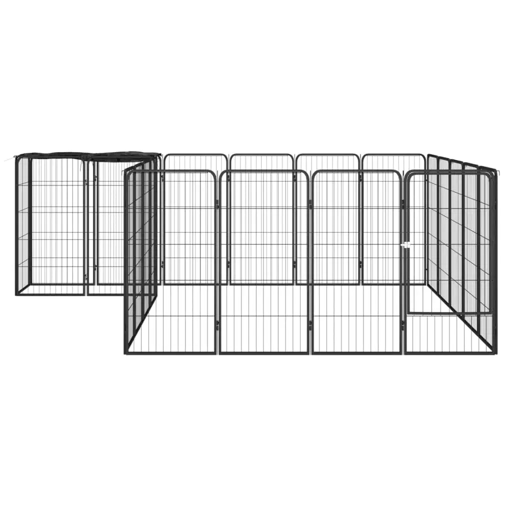 22-Panel Dog Playpen Black 50x100 cm Powder-coated Steel 3115951