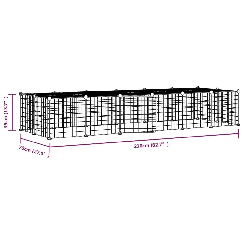 28-Panel Pet Cage with Door Black 35x35 cm Steel 3114056