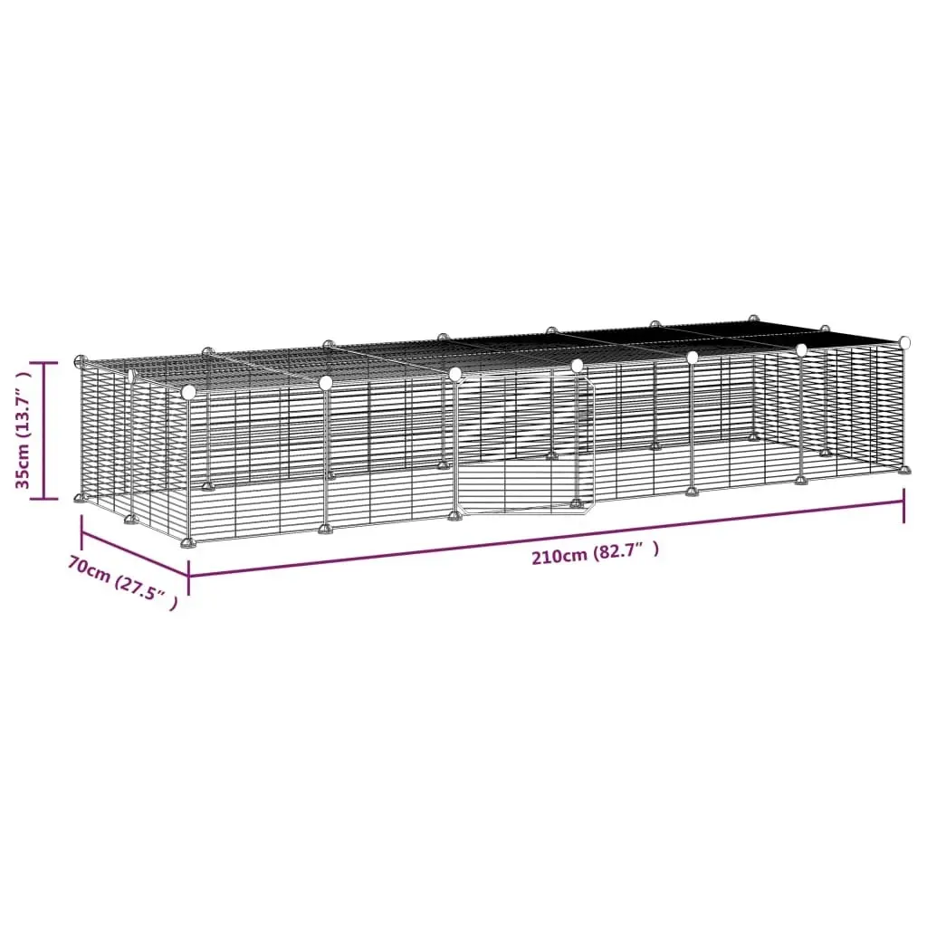 28-Panel Pet Cage with Door Black 35x35 cm Steel 3114059