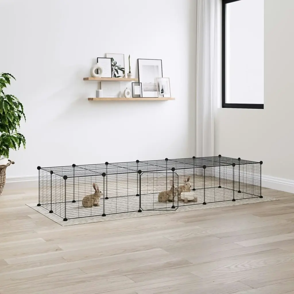 28-Panel Pet Cage with Door Black 35x35 cm Steel 3114059