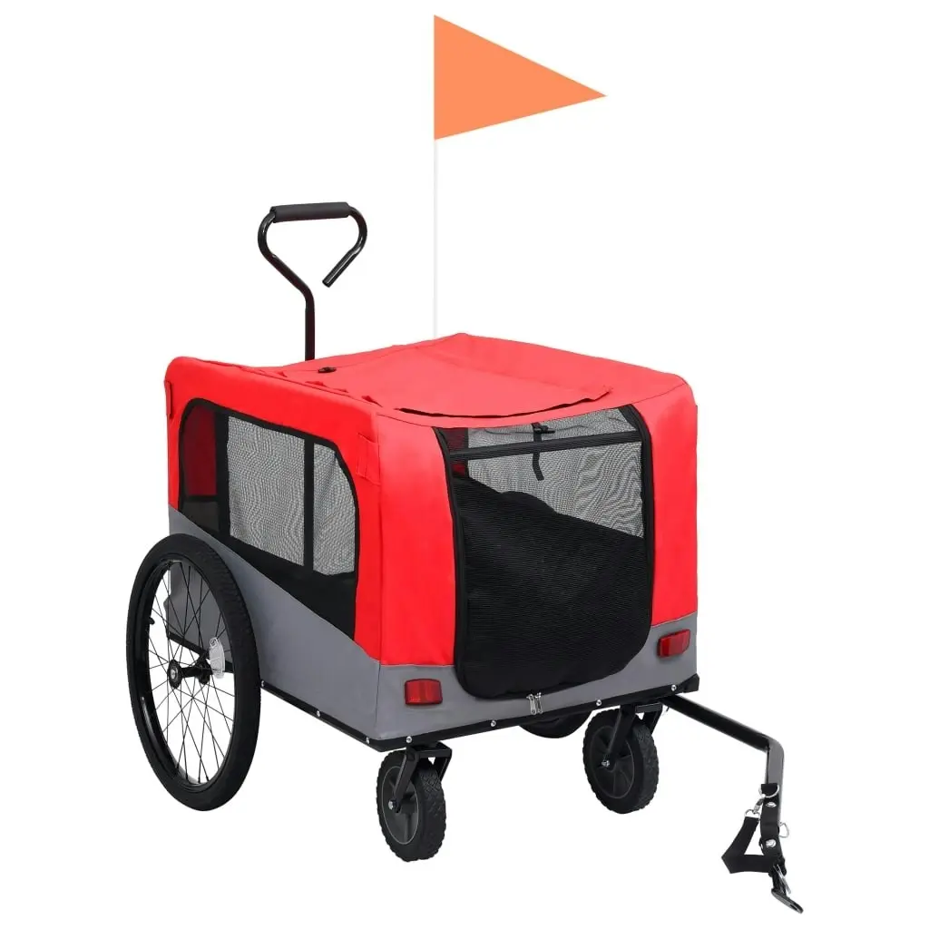 2-in-1 Pet Bike Trailer and Jogging Stroller Red and Grey 92440