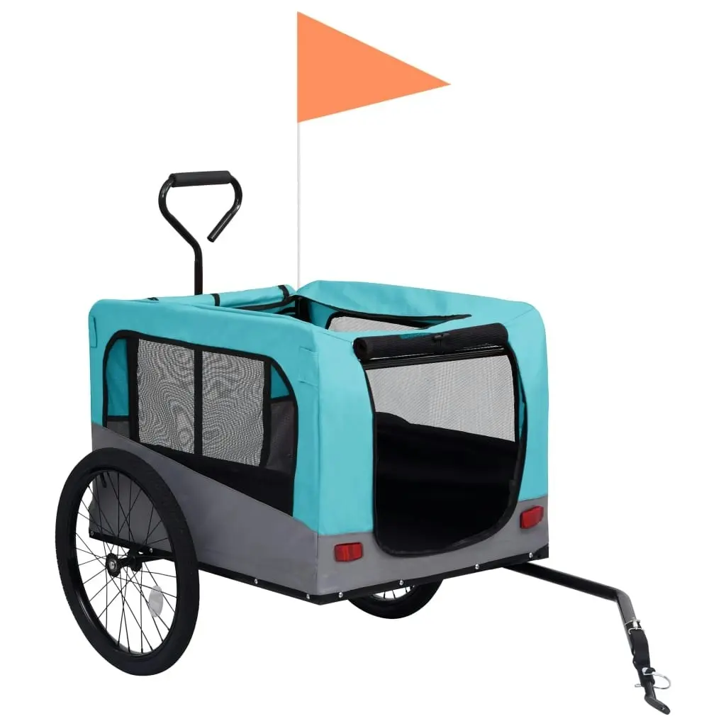 2-in-1 Pet Bike Trailer and Jogging Stroller Blue and Grey 92441