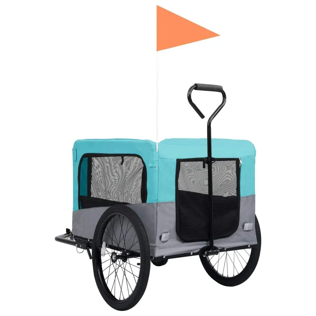 2-in-1 Pet Bike Trailer and Jogging Stroller Blue and Grey 92441