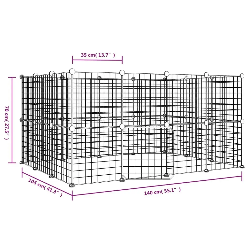 28-Panel Pet Cage with Door Black 35x35 cm Steel 3114038