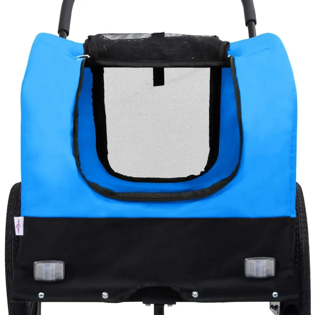 2-in-1 Pet Bike Trailer and Jogging Stroller Blue and Black 92438