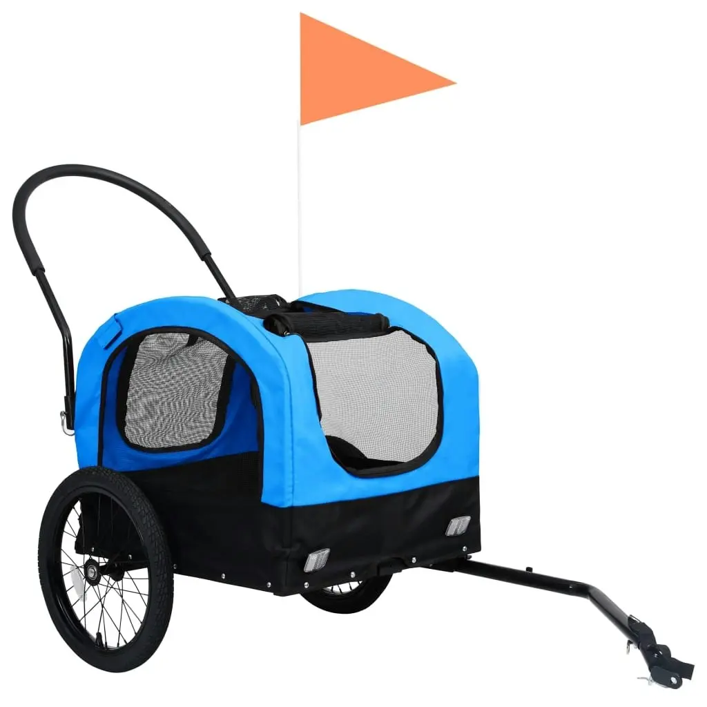 2-in-1 Pet Bike Trailer and Jogging Stroller Blue and Black 92438