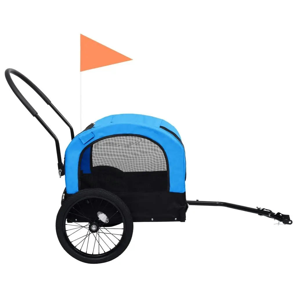 2-in-1 Pet Bike Trailer and Jogging Stroller Blue and Black 92438