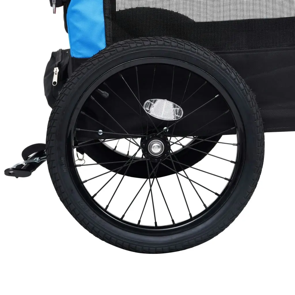 2-in-1 Pet Bike Trailer and Jogging Stroller Blue and Black 92438