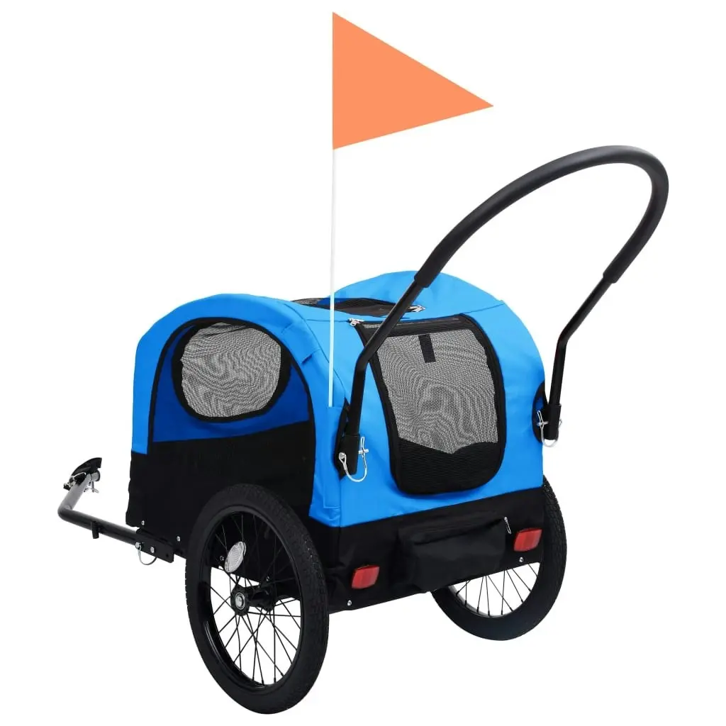 2-in-1 Pet Bike Trailer and Jogging Stroller Blue and Black 92438