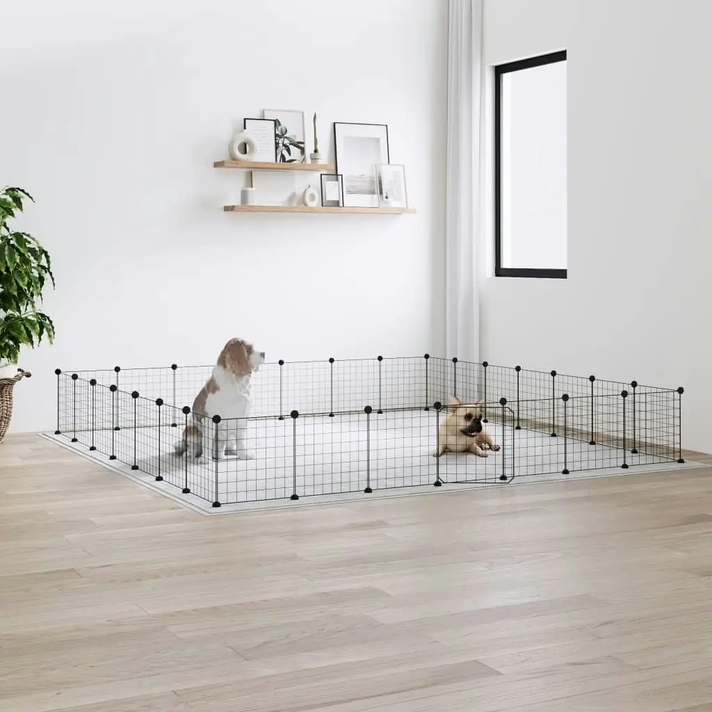 28-Panel Pet Cage with Door Black 35x35 cm Steel 3114020