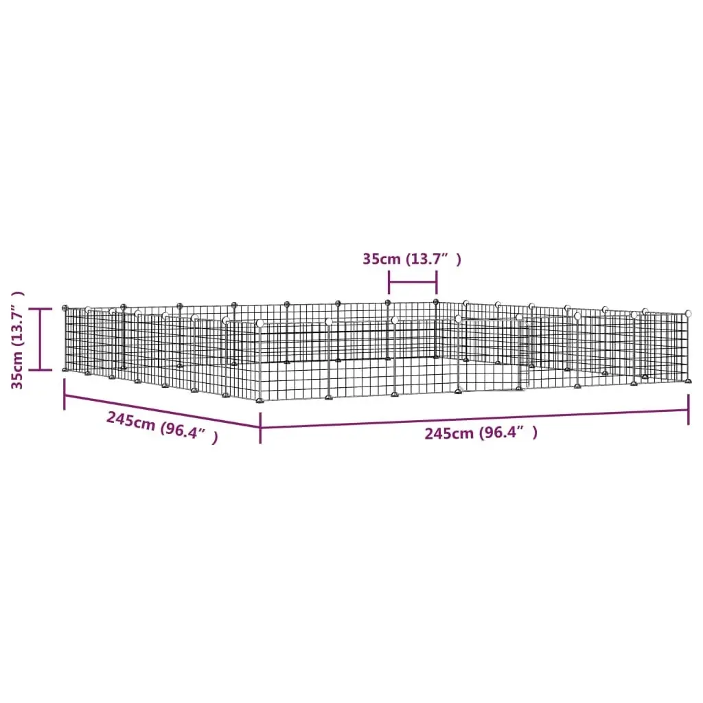 28-Panel Pet Cage with Door Black 35x35 cm Steel 3114020