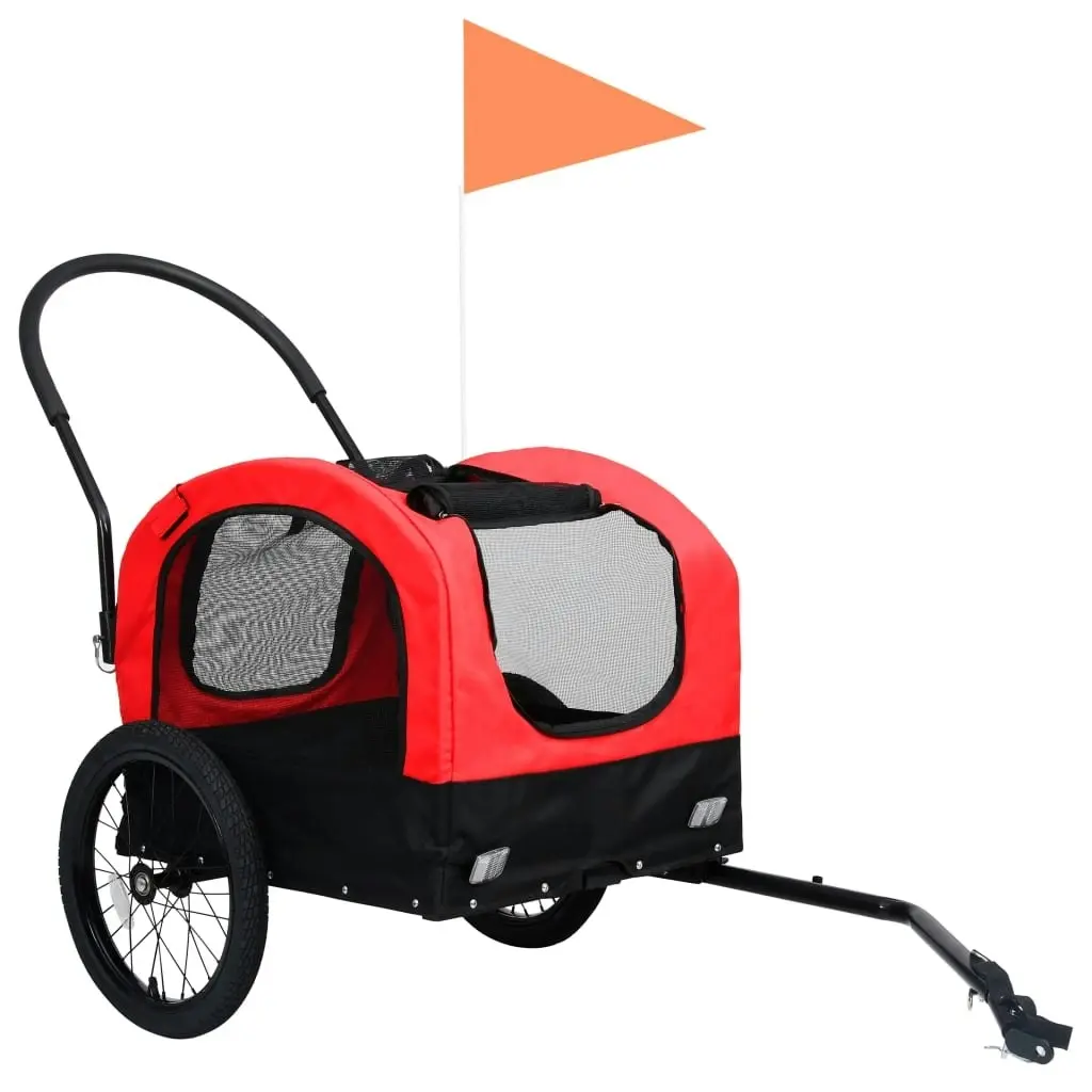 2-in-1 Pet Bike Trailer & Jogging Stroller Red and Black 92437