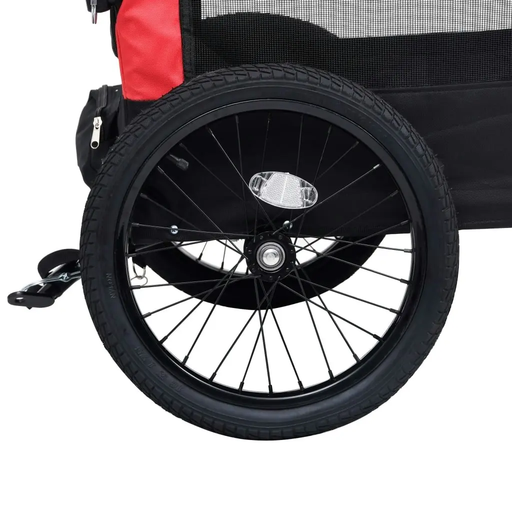 2-in-1 Pet Bike Trailer & Jogging Stroller Red and Black 92437