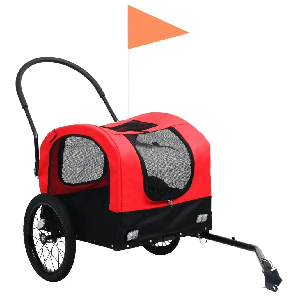 2-in-1 Pet Bike Trailer & Jogging Stroller Red and Black 92437