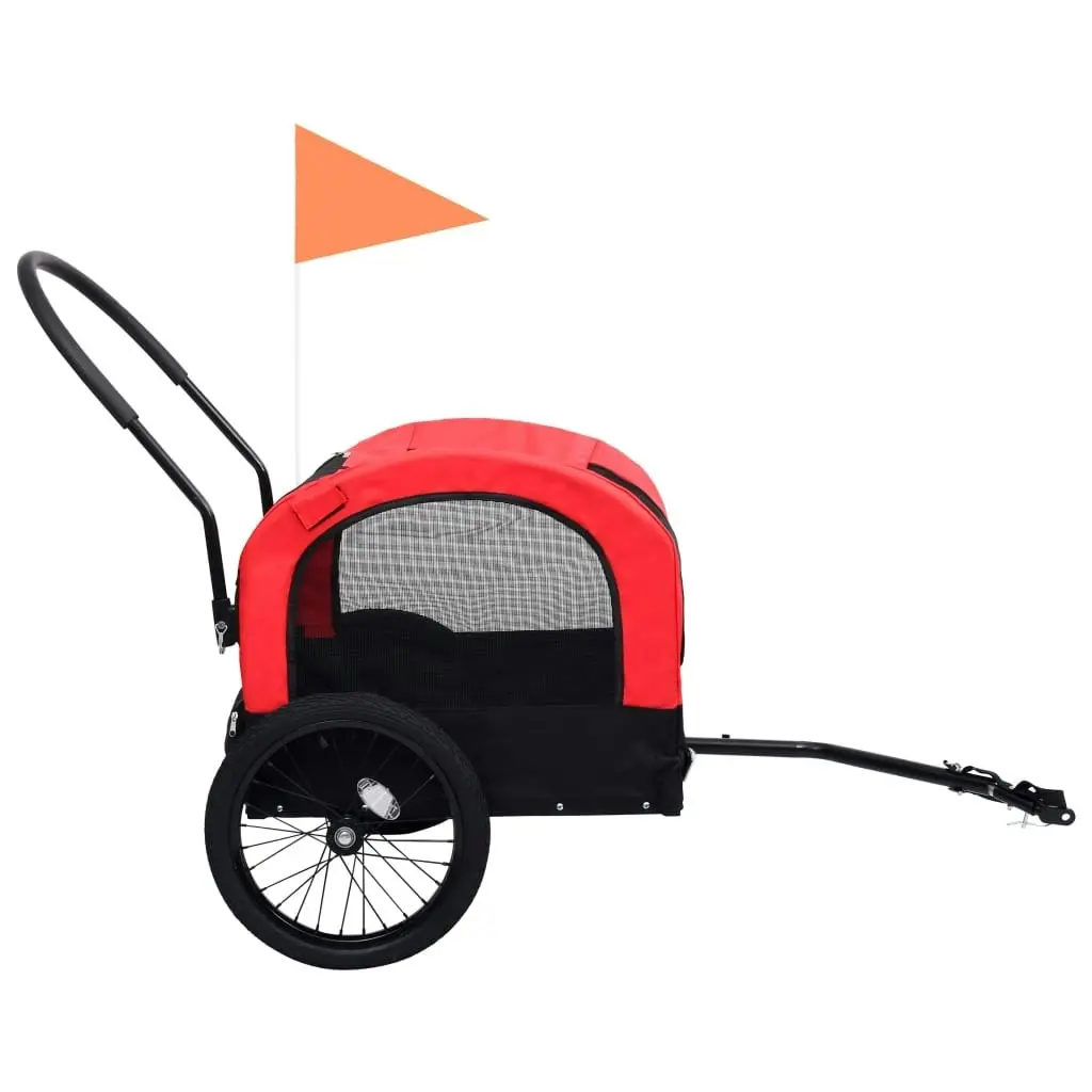 2-in-1 Pet Bike Trailer & Jogging Stroller Red and Black 92437