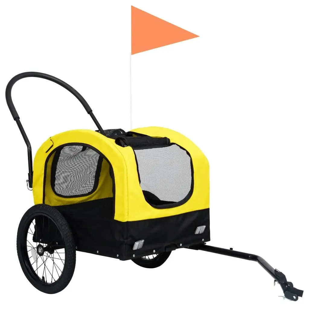 2-in-1 Pet Bike Trailer and Jogging Stroller Yellow and Black 92439