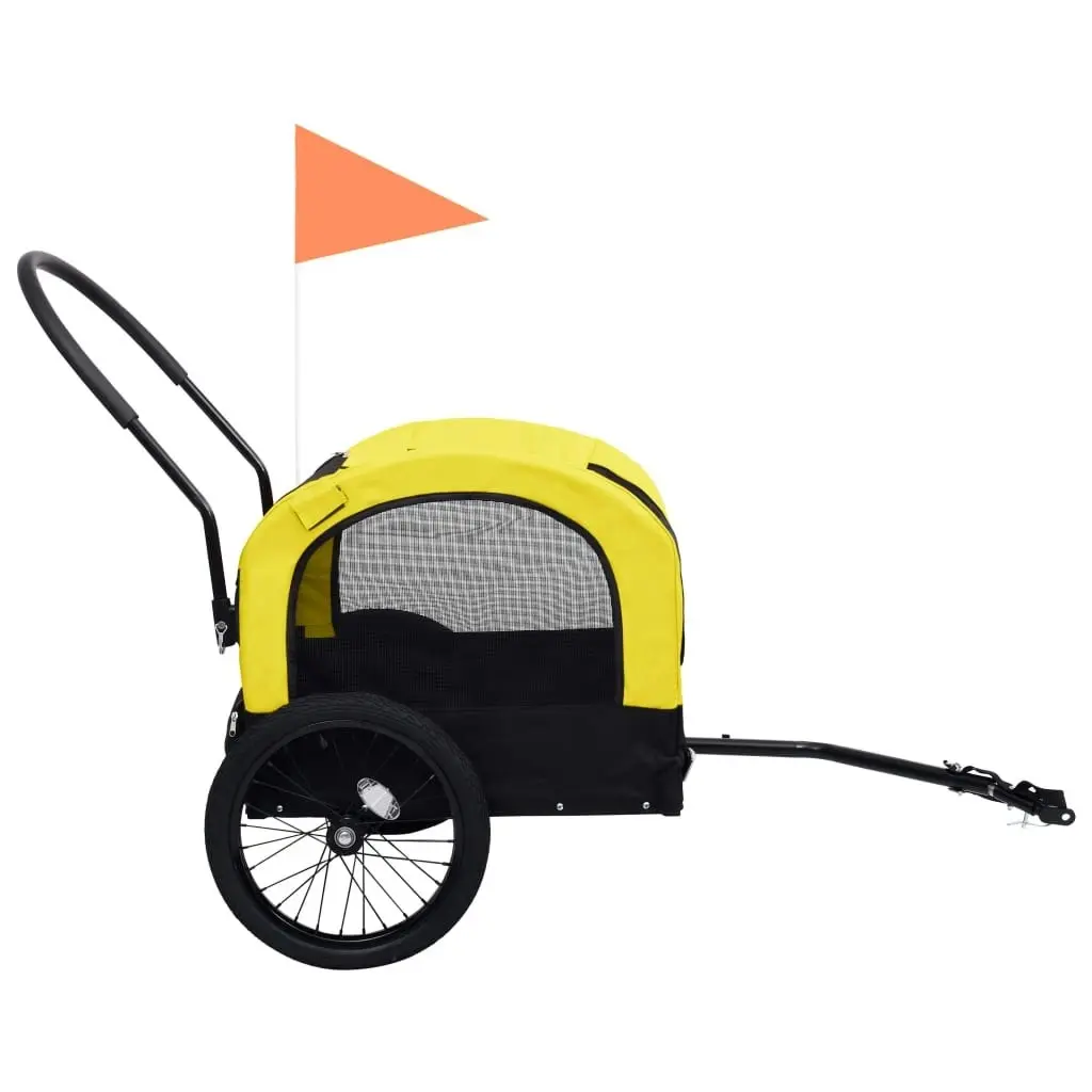 2-in-1 Pet Bike Trailer and Jogging Stroller Yellow and Black 92439