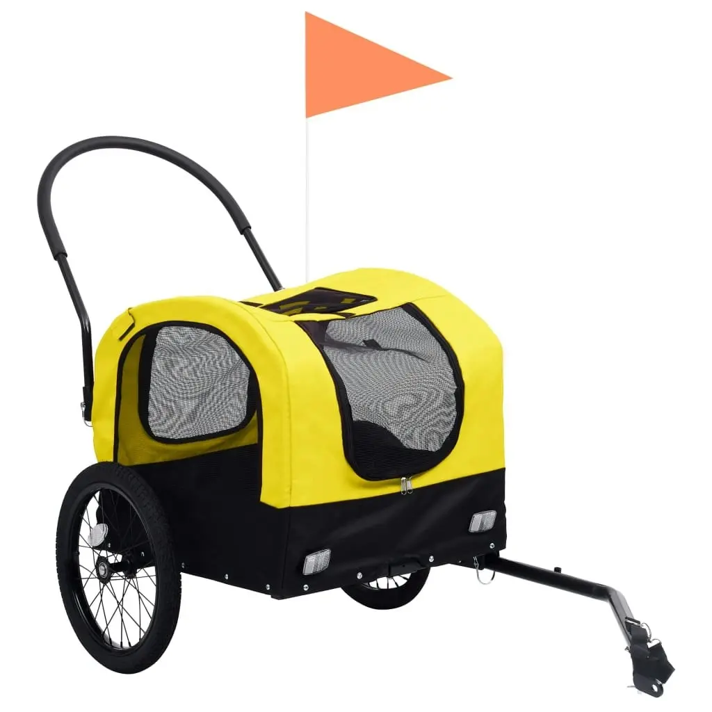 2-in-1 Pet Bike Trailer and Jogging Stroller Yellow and Black 92439