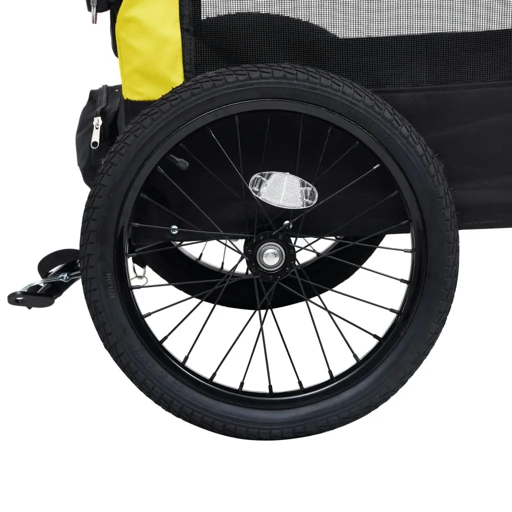 2-in-1 Pet Bike Trailer and Jogging Stroller Yellow and Black 92439