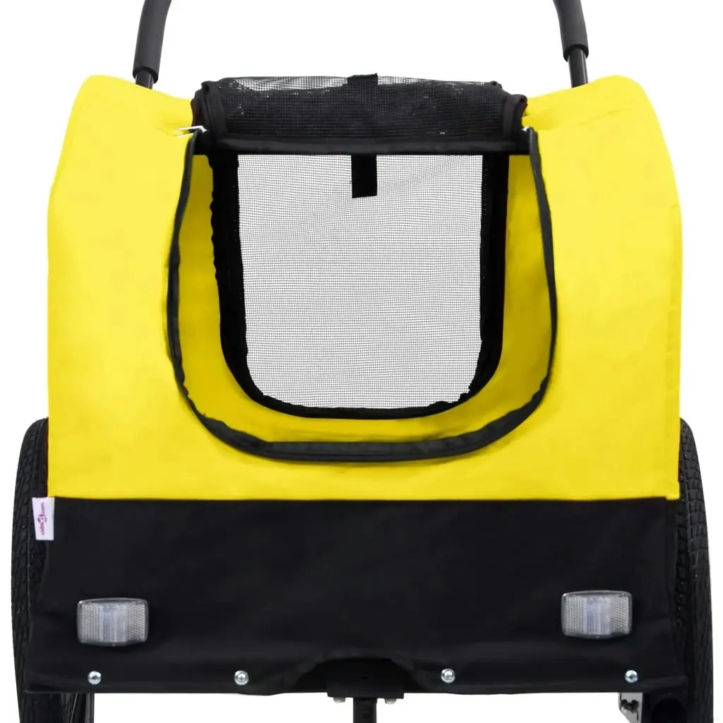 2-in-1 Pet Bike Trailer and Jogging Stroller Yellow and Black 92439