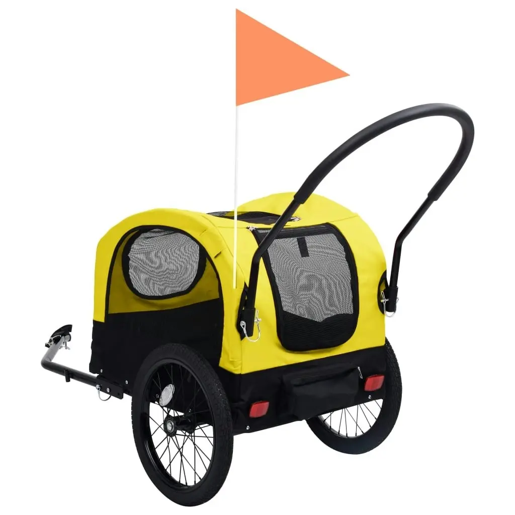 2-in-1 Pet Bike Trailer and Jogging Stroller Yellow and Black 92439